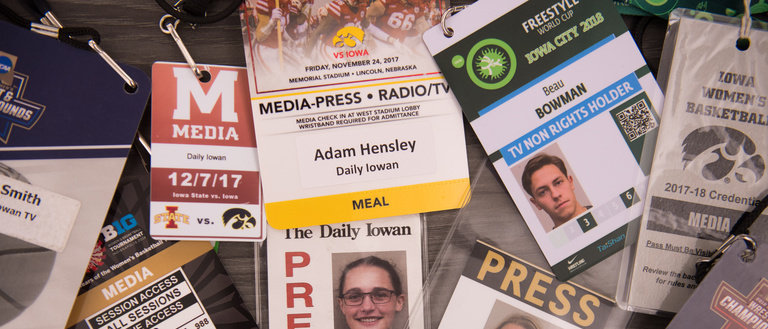 Collection of Daily Iowan press passes